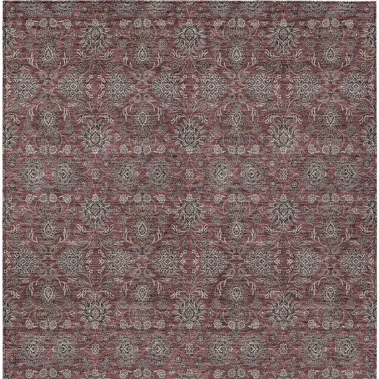 Merlot Gray And Taupe Floral Washable Indoor Outdoor Area Rug Photo 6