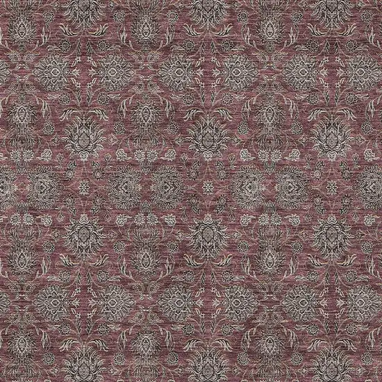Merlot Gray And Taupe Floral Washable Indoor Outdoor Area Rug Photo 5