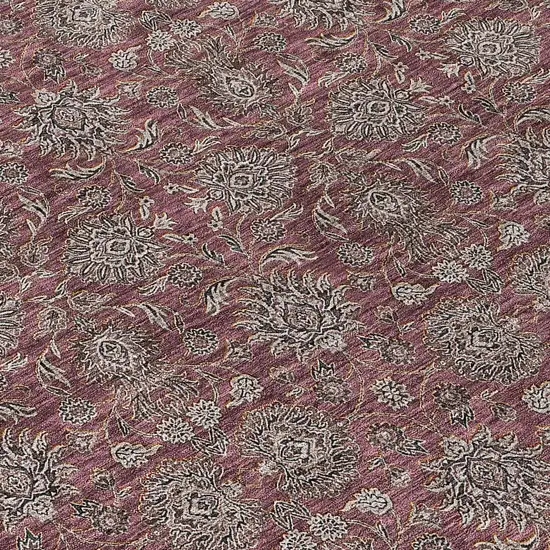 Merlot Gray And Taupe Floral Washable Indoor Outdoor Area Rug Photo 4