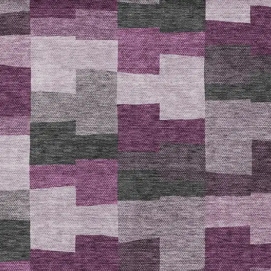 Merlot Mauve And Charcoal Geometric Washable Indoor Outdoor Area Rug Photo 5