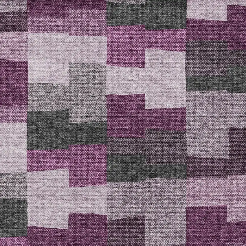 Merlot Mauve And Charcoal Geometric Washable Indoor Outdoor Area Rug Photo 5