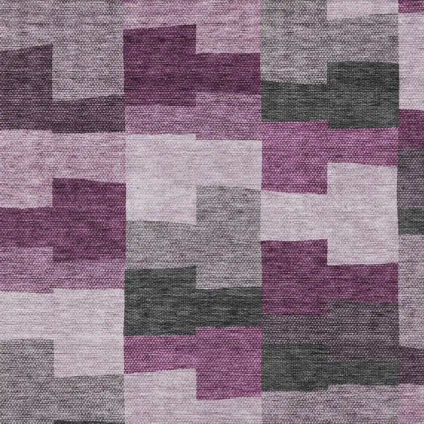 Merlot Mauve And Charcoal Geometric Washable Indoor Outdoor Area Rug Photo 5