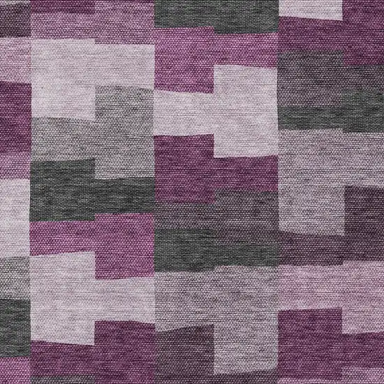 Merlot Mauve And Charcoal Geometric Washable Indoor Outdoor Area Rug Photo 5