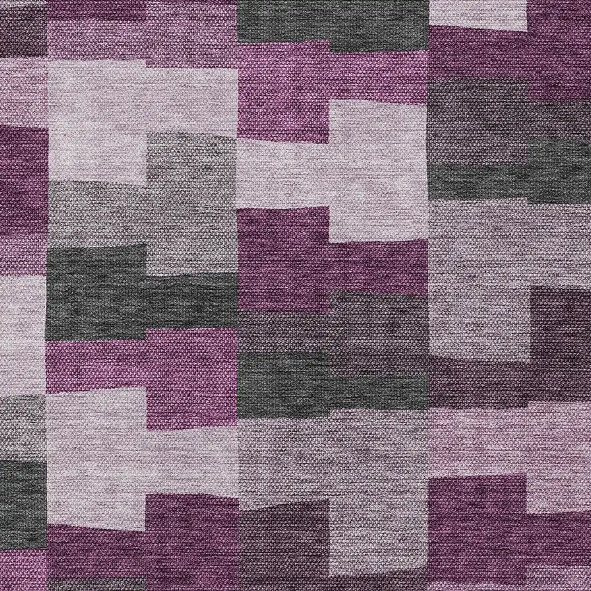 Merlot Mauve And Charcoal Geometric Washable Indoor Outdoor Area Rug Photo 5