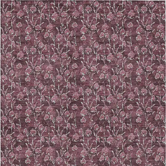 Merlot Mauve And Ivory Floral Washable Indoor Outdoor Area Rug Photo 5