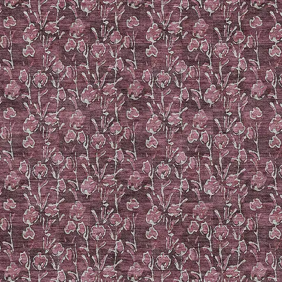 Merlot Mauve And Ivory Floral Washable Indoor Outdoor Area Rug Photo 5