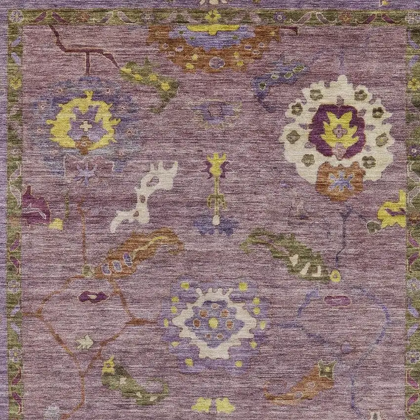 Merlot Plum And Gold Floral Medallion Washable Indoor Outdoor Area Rug Photo 5