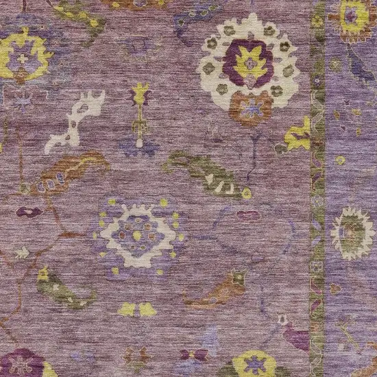 Merlot Plum And Gold Floral Medallion Washable Indoor Outdoor Area Rug Photo 7