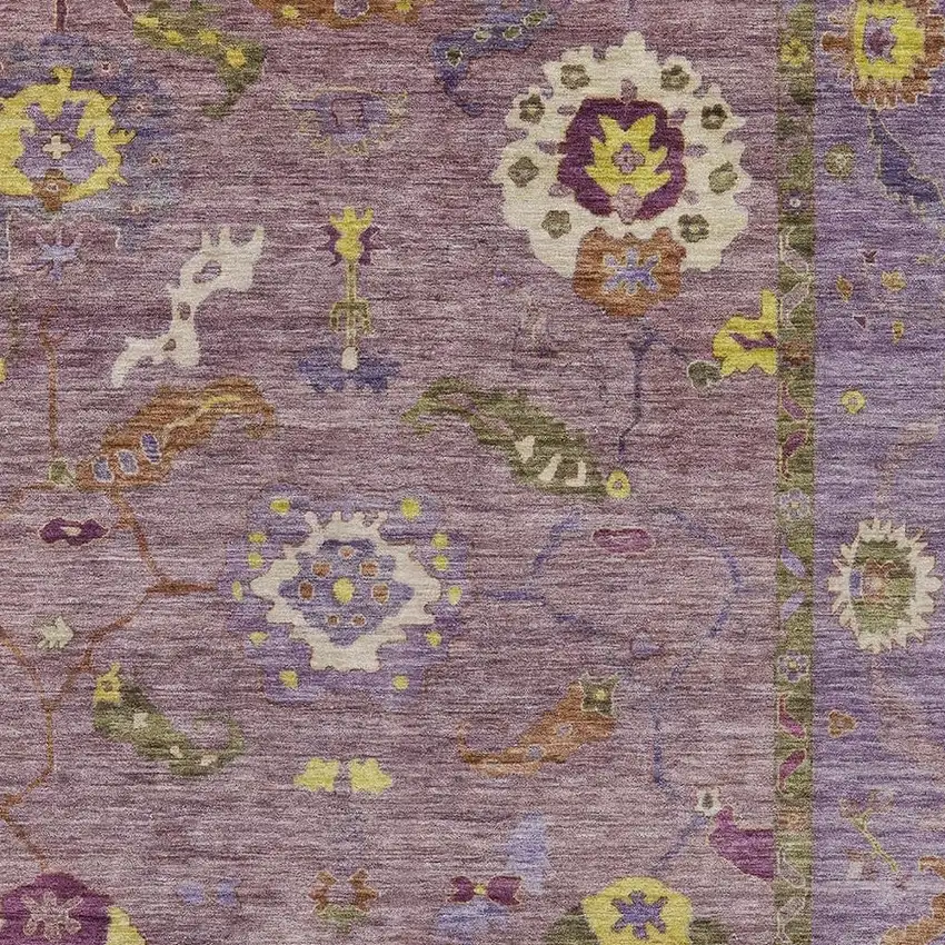 Merlot Plum And Gold Floral Medallion Washable Indoor Outdoor Area Rug Photo 7