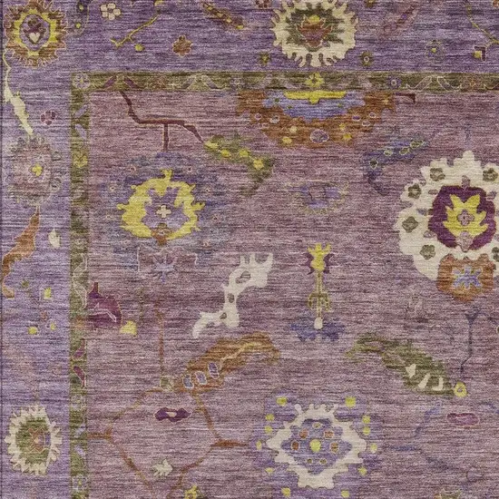 Merlot Plum And Gold Floral Medallion Washable Indoor Outdoor Area Rug Photo 7