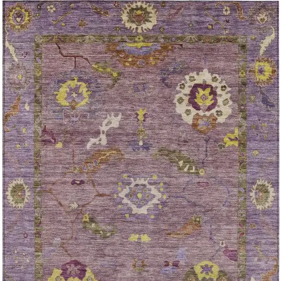 Merlot Plum And Gold Floral Medallion Washable Indoor Outdoor Area Rug Photo 4