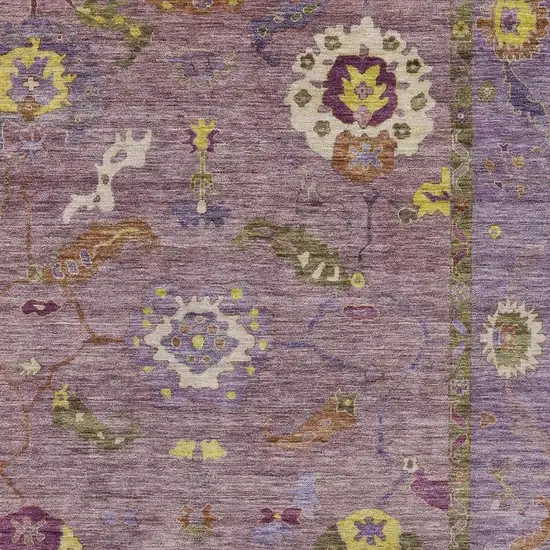 Merlot Plum And Gold Floral Medallion Washable Indoor Outdoor Area Rug Photo 7