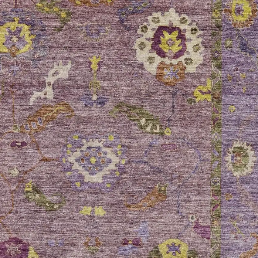 Merlot Plum And Gold Floral Medallion Washable Indoor Outdoor Area Rug Photo 7