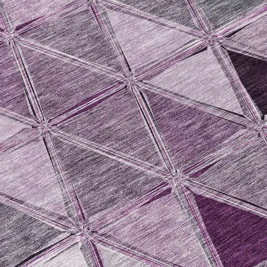 Merlot Purple And Lavender Geometric Washable Indoor Outdoor Area Rug Photo 4