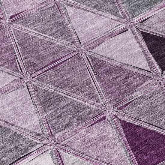 Merlot Purple And Lavender Geometric Washable Indoor Outdoor Area Rug Photo 4