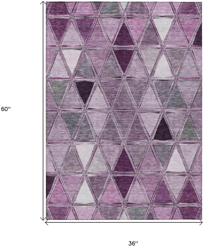 Merlot Purple And Lavender Geometric Washable Indoor Outdoor Area Rug Photo 8
