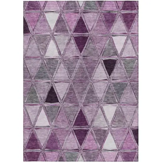 Merlot Purple And Lavender Geometric Washable Indoor Outdoor Area Rug Photo 5