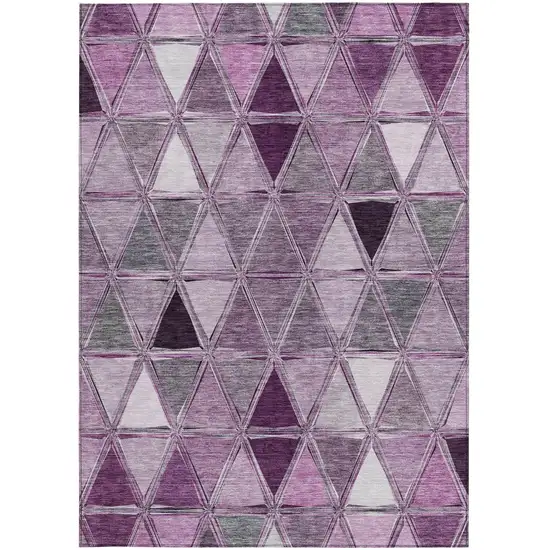 Merlot Purple And Lavender Geometric Washable Indoor Outdoor Area Rug Photo 5