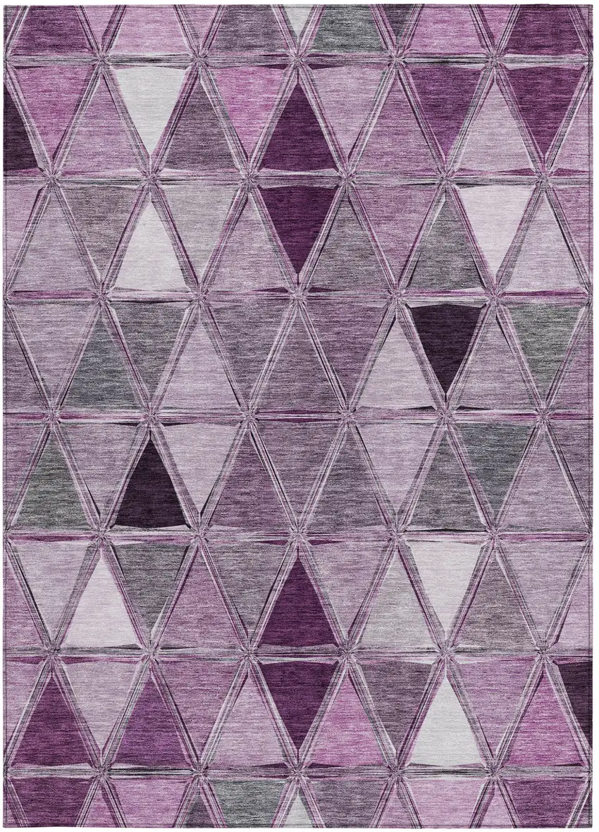 Merlot Purple And Lavender Geometric Washable Indoor Outdoor Area Rug Photo 5