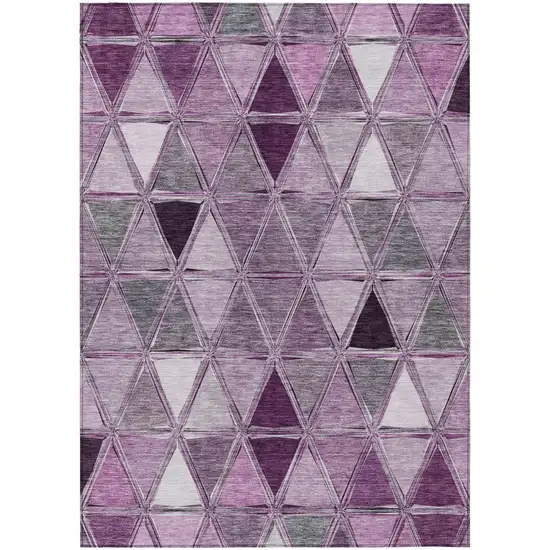 Merlot Purple And Lavender Geometric Washable Indoor Outdoor Area Rug Photo 2