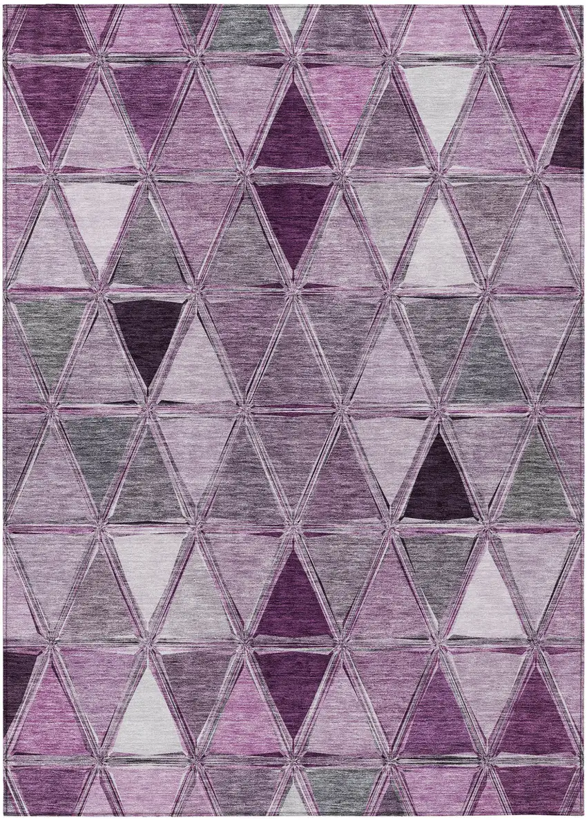 Merlot Purple And Lavender Geometric Washable Indoor Outdoor Area Rug Photo 2