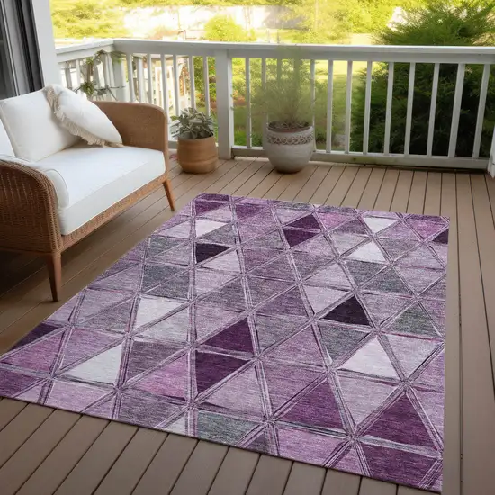 Merlot Purple And Lavender Geometric Washable Indoor Outdoor Area Rug Photo 7