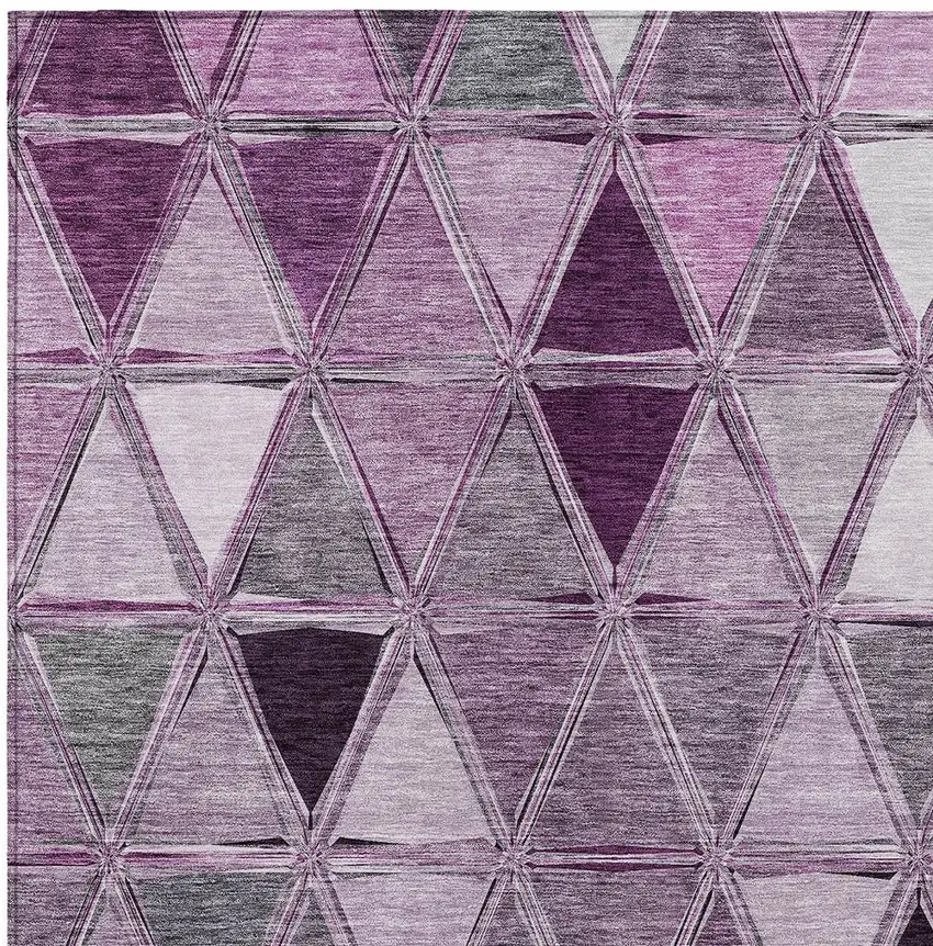 Merlot Purple And Lavender Geometric Washable Indoor Outdoor Area Rug Photo 3