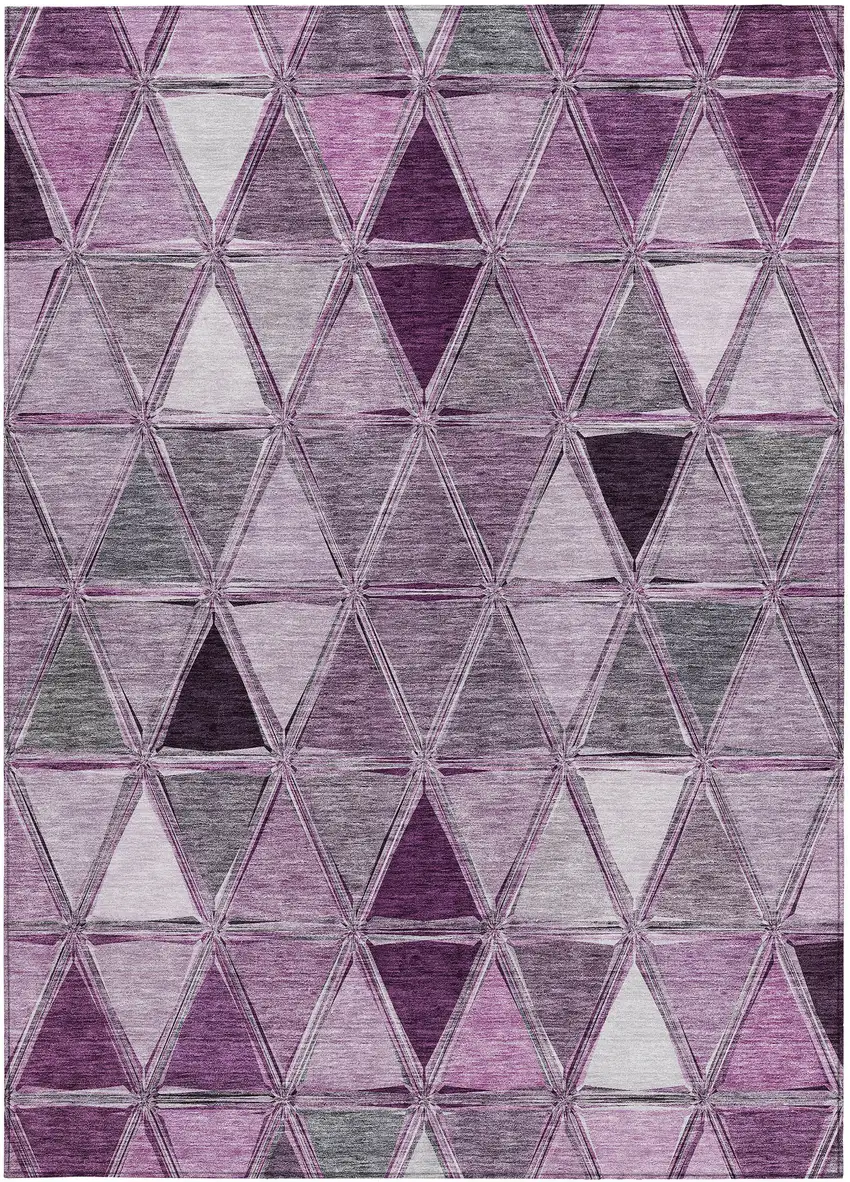Merlot Purple And Lavender Geometric Washable Indoor Outdoor Area Rug Photo 5