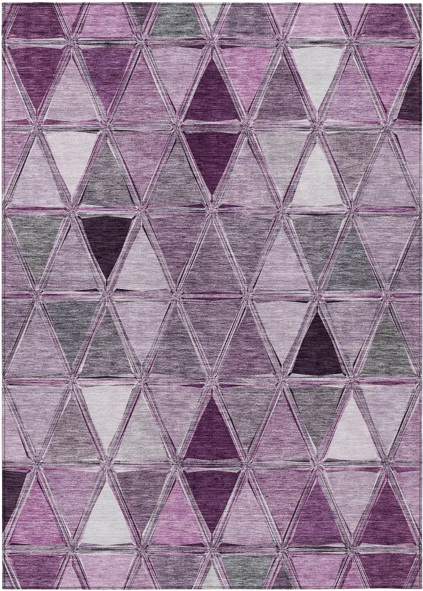 Merlot Purple And Lavender Geometric Washable Indoor Outdoor Area Rug Photo 2