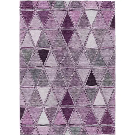 Merlot Purple And Lavender Geometric Washable Indoor Outdoor Area Rug Photo 2