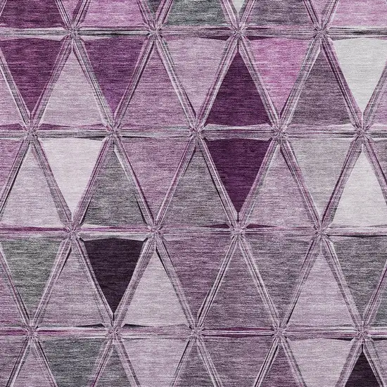 Merlot Purple And Lavender Geometric Washable Indoor Outdoor Area Rug Photo 4