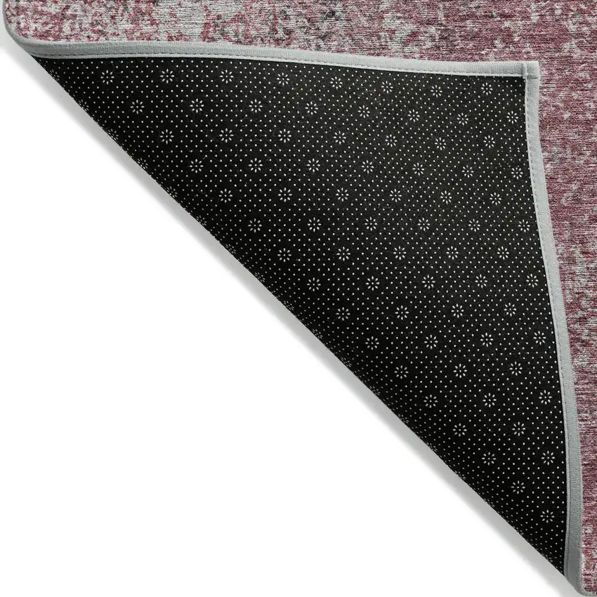 Merlot Silver And Gray Oriental Washable Indoor Outdoor Area Rug Photo 2