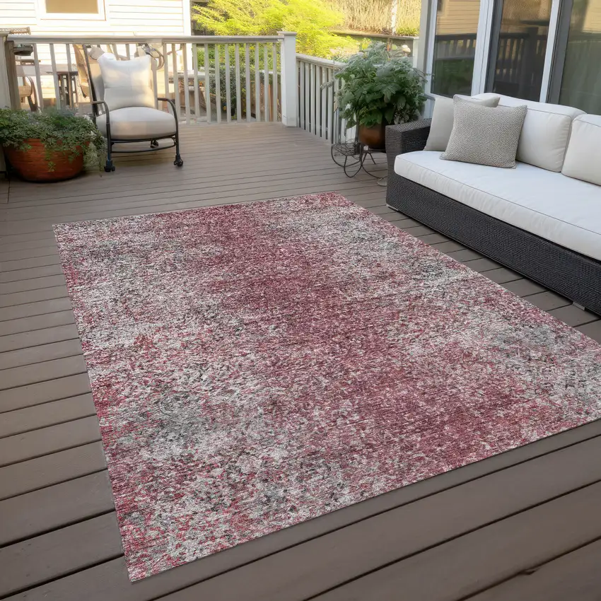 Merlot Silver And Gray Oriental Washable Indoor Outdoor Area Rug Photo 9