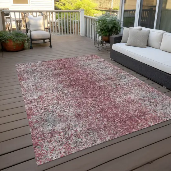 Merlot Silver And Gray Oriental Washable Indoor Outdoor Area Rug Photo 9