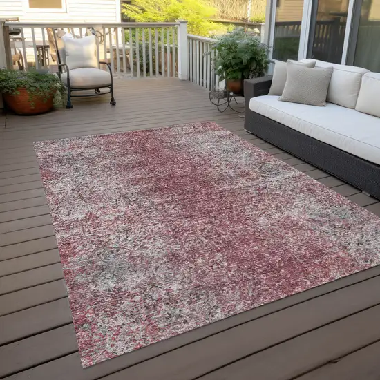 Merlot Silver And Gray Oriental Washable Indoor Outdoor Area Rug Photo 9