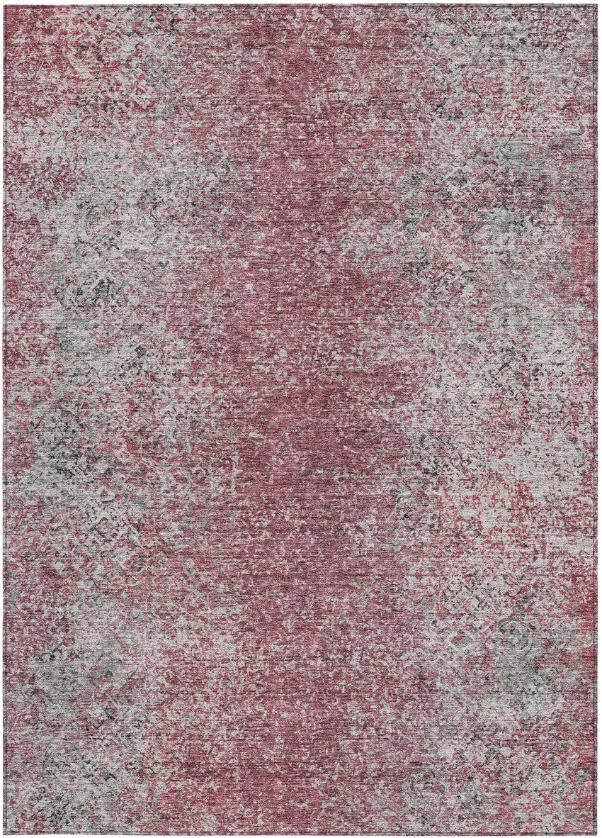 Merlot Silver And Gray Oriental Washable Indoor Outdoor Area Rug Photo 5