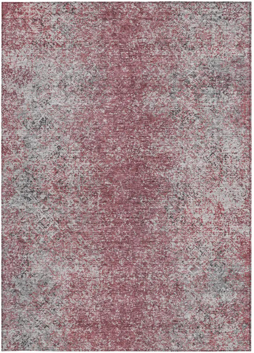 Merlot Silver And Gray Oriental Washable Indoor Outdoor Area Rug Photo 5