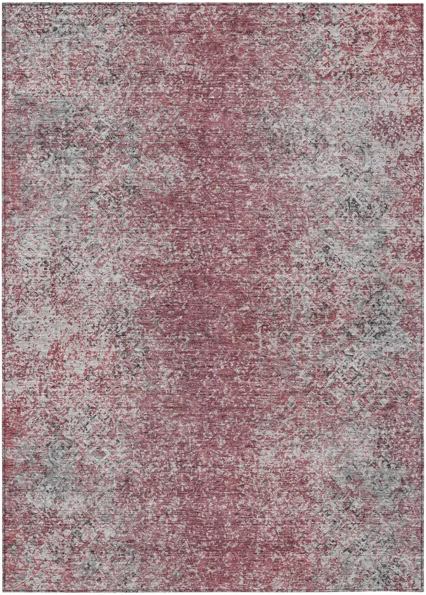 Merlot Silver And Gray Oriental Washable Indoor Outdoor Area Rug Photo 1