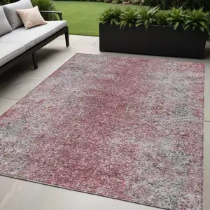 Photo of Merlot Silver And Gray Oriental Washable Indoor Outdoor Area Rug