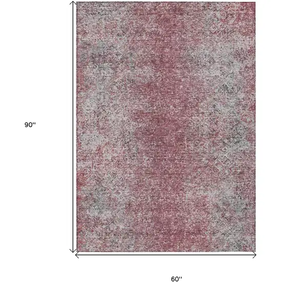 Merlot Silver And Gray Oriental Washable Indoor Outdoor Area Rug Photo 3