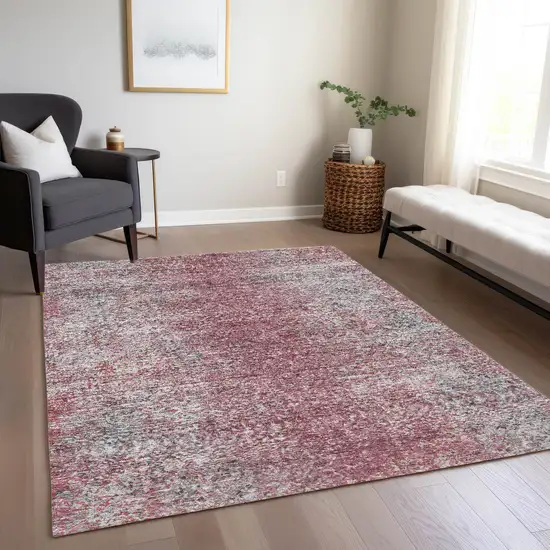 Merlot Silver And Gray Oriental Washable Indoor Outdoor Area Rug Photo 9