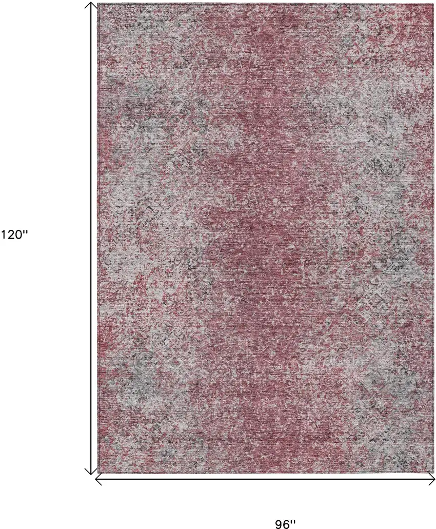 Merlot Silver And Gray Oriental Washable Indoor Outdoor Area Rug Photo 3