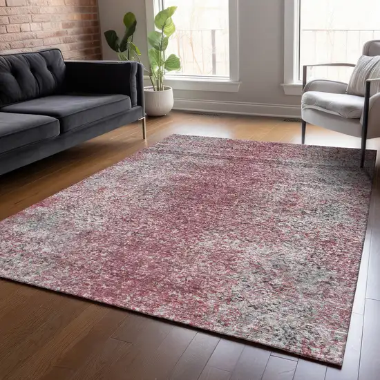 Merlot Silver And Gray Oriental Washable Indoor Outdoor Area Rug Photo 8