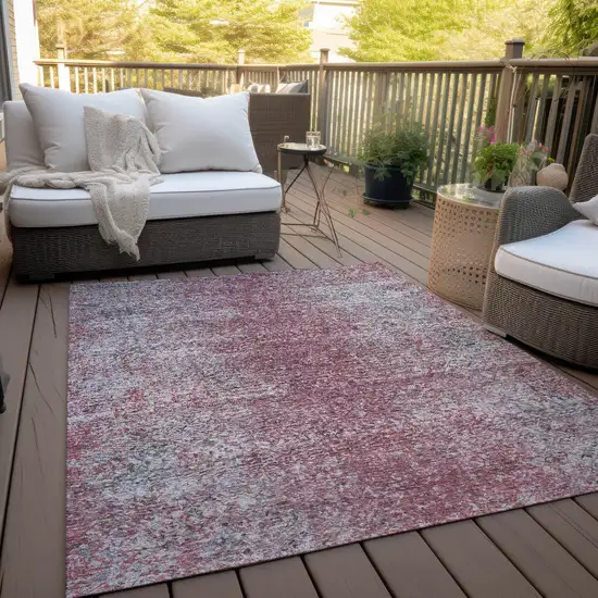 Merlot Silver And Gray Oriental Washable Indoor Outdoor Area Rug Photo 7