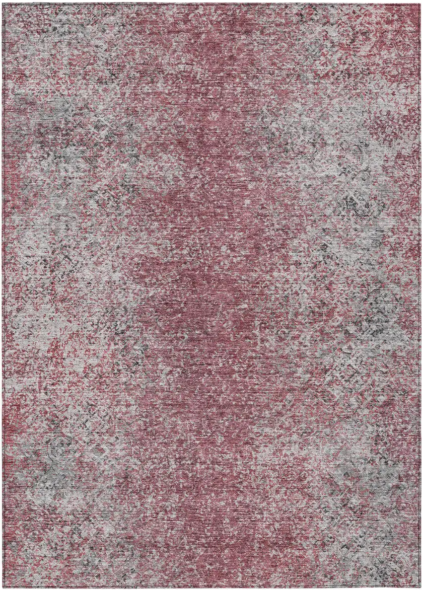 Merlot Silver And Gray Oriental Washable Indoor Outdoor Area Rug Photo 2