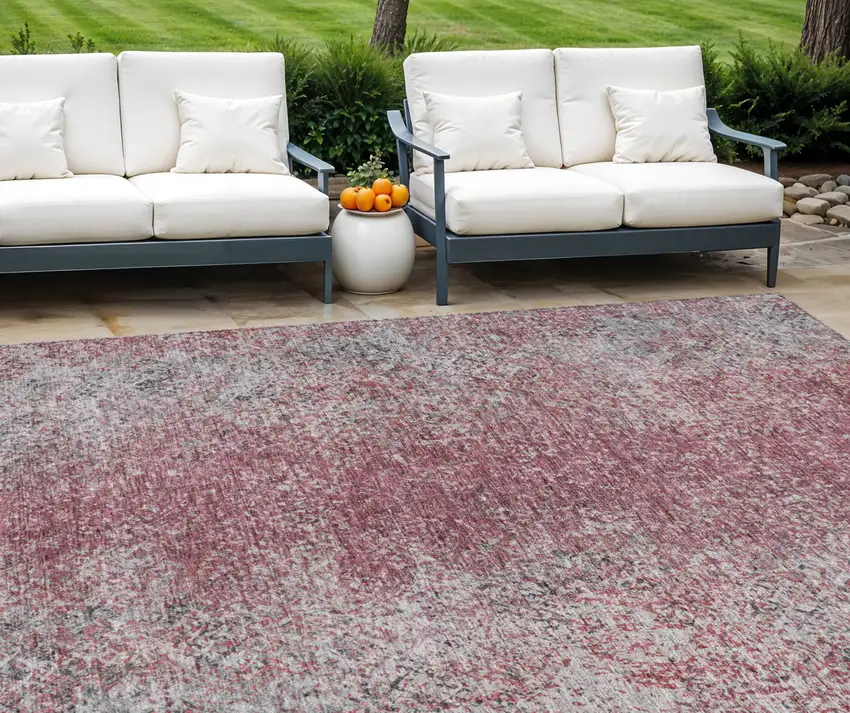 Merlot Silver And Gray Oriental Washable Indoor Outdoor Area Rug Photo 1