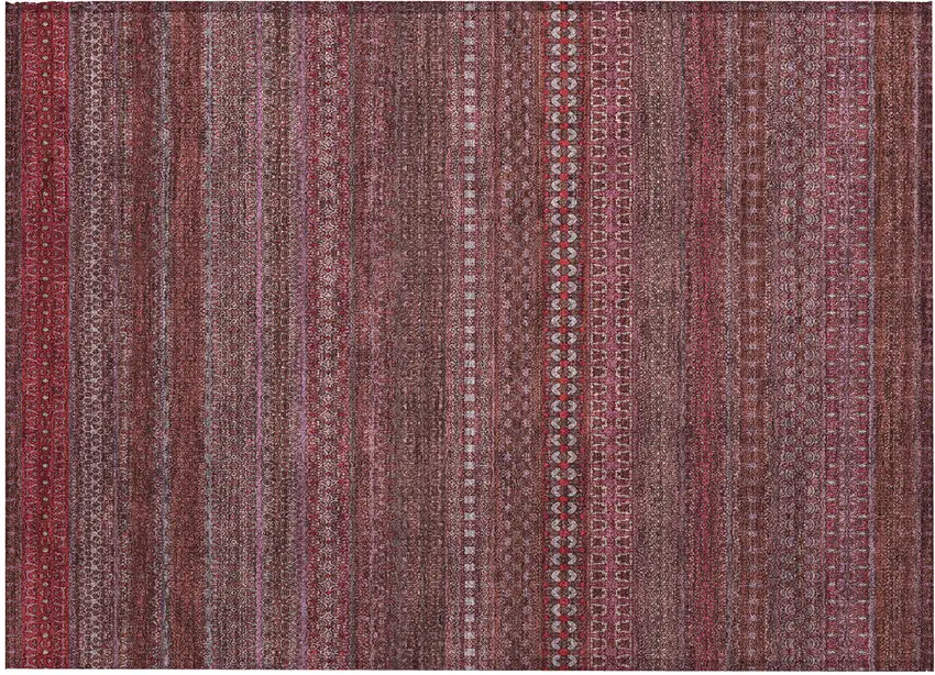 Merlot Striped Washable Non Skid Indoor Outdoor Area Rug Photo 2