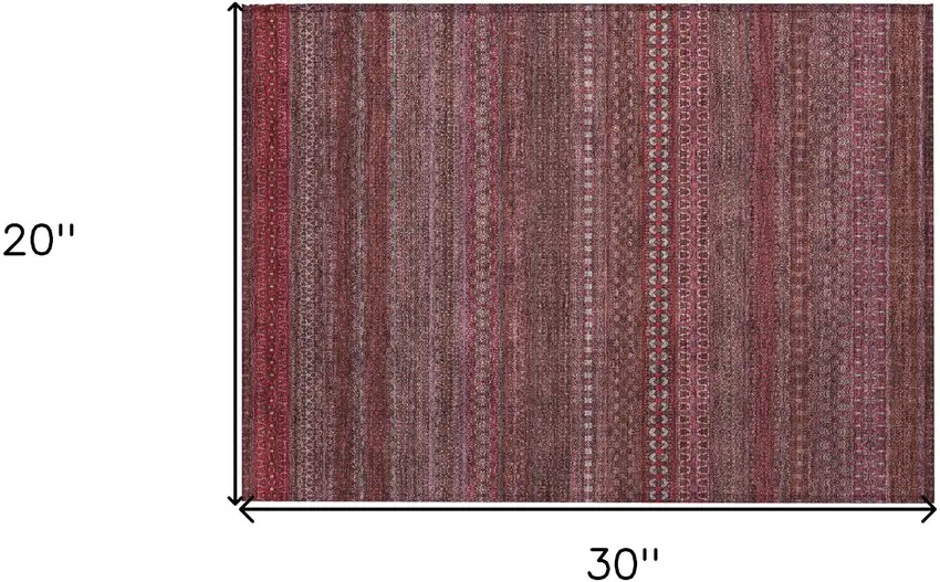 Merlot Striped Washable Non Skid Indoor Outdoor Area Rug Photo 3