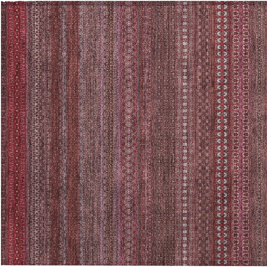 Merlot Striped Washable Non Skid Indoor Outdoor Area Rug Photo 7