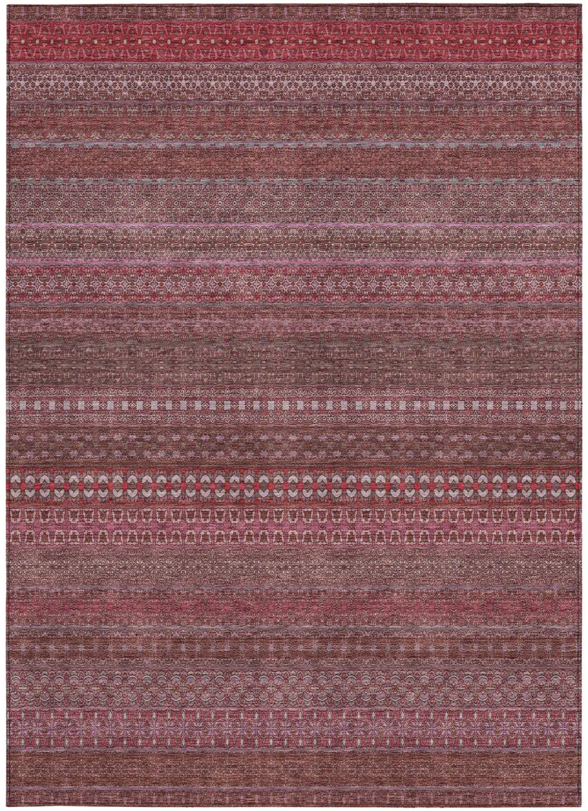 Merlot Striped Washable Non Skid Indoor Outdoor Area Rug Photo 4